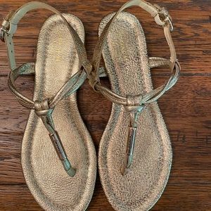 Authentic COACH thong sandals gold size 5.5